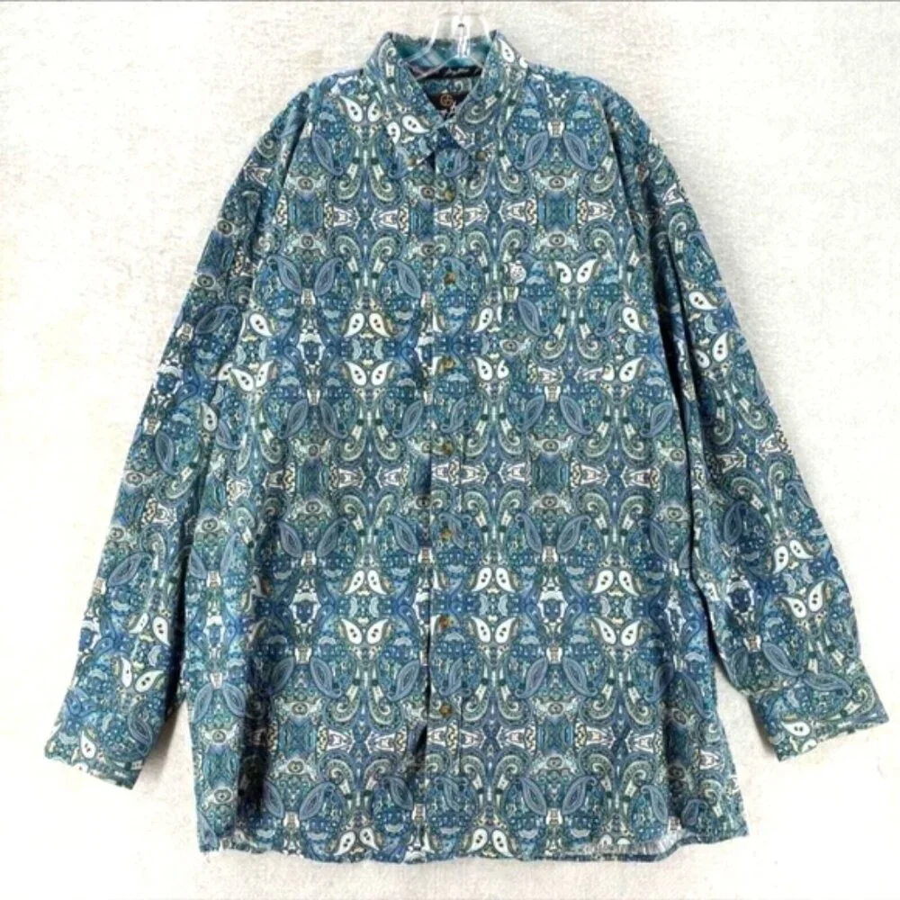 George Strait Wrangler Floral Flip Cuffs Western Cowboy Paisley Shirt Men's XL - Picture 1 of 9